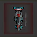 Futuristic Formula 1 Car With Blue Red Neon Lights On Hexagonal Red Base