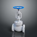 White Mechanical Valve With Blue Handwheel And Flange Connections Design