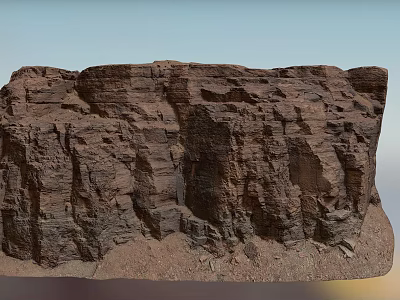 Natural Garden Landscape With Reddish Brown Layered Rocks Gravel Sand And Blue Sky 3d model
