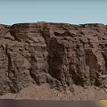 Natural Garden Landscape With Reddish Brown Layered Rocks Gravel Sand And Blue Sky