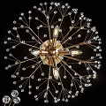 Modern Dandelion Inspired Wall Lamp With Gold Metal Branches And Crystal Beads