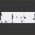 White Geometric Architectural Model With Hollow Design And Blue Accents On Reflective Surface