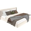 Modern Double Bed Featuring Upholstered Headboard Decorative Pillows And Cozy Blankets 3d model