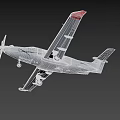 White Body Passenger Airplane With Propeller Red Wings Black Stripes And Zenith Branding
