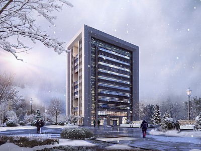 Office Building Snow Building Appearance 3d model