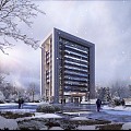 Office Building Snow Building Appearance 3d model