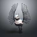 Mechanical Bird Character With Biomechanical Wings And Futuristic Metallic Design