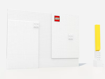 White LEGO Building Plates Featuring Logo And Yellow Brick Column 3d model