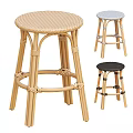 Rattan Stool With Crossed Weave Design Natural Black White Seat Colors