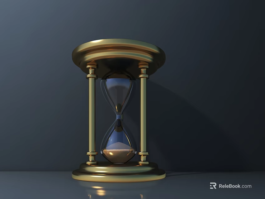 Elegant Golden Hourglass Ornament Decorative Set With Glass Timer And Gold Frame 3d model 