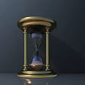 Elegant Golden Hourglass Ornament Decorative Set With Glass Timer And Gold Frame