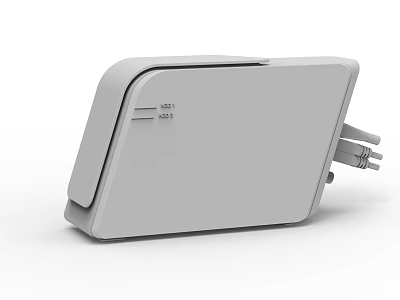 White Power Adapter With AC DC Ports And Plug Design Features 3d model