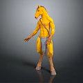 Game Movie Centaur Character Yellow Muscular Human Upper Body Equine Lower Body With Blue Shorts