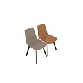 Modern Leisure Chairs with Leather Upholstery and Black Metal Legs in Gray and Brown