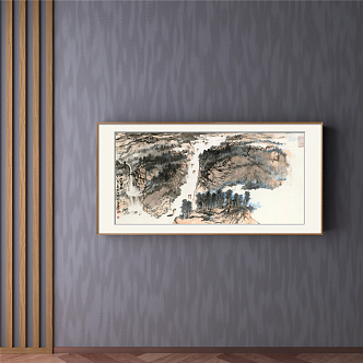 New Chinese Landscape Painting Brown Living Room Water Landscape Decoration Painting 3d model