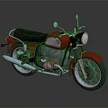 Vintage Style Red And Silver Motorcycle With Black Seat Round Headlight And Spoked Wheels