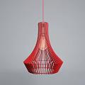 Elegant Red Modern Pendant Light with Stylish Striped Hollow Structure Design 3d model