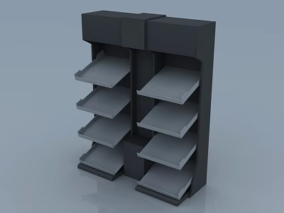 Black Display Shelf with Multiple Horizontal Layers for Retail Store Merchandise 3d model
