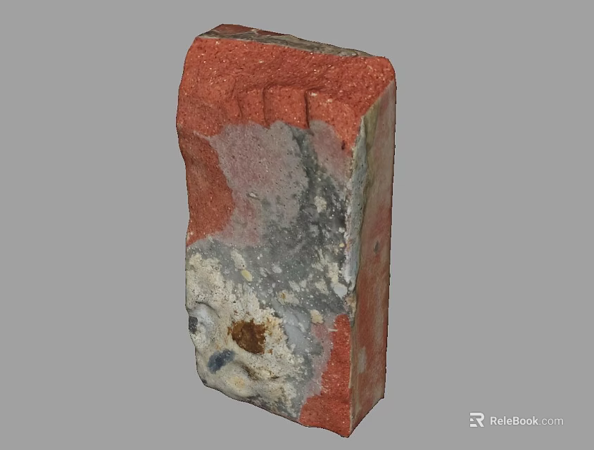 Red Gray Weathered Brick Material for Building Exterior Wall Construction 3d model 