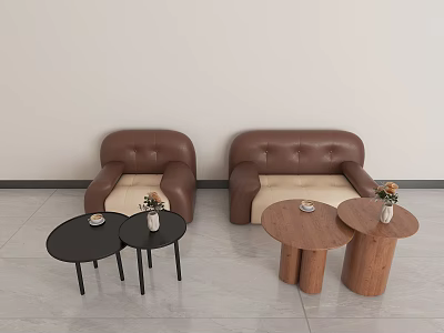 Antique style bistro sofa combination coffee shop milk tea shop sofa combination 3d model