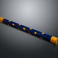Blue Cylindrical Object With Golden Stars And Trim For Space Exploration