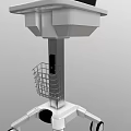 White Mobile Medical Cart With Laptop And Storage Basket On Wheels
