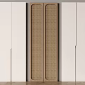 Modern White And Brown Wardrobe Doors With Rattan Weave Design For Interior
