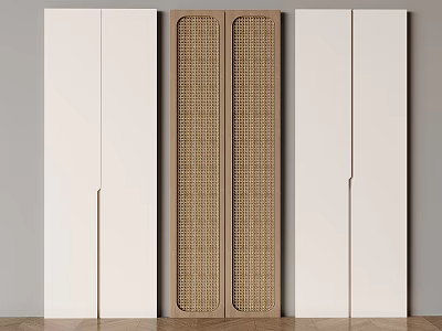 Cream Style Wardrobe Door Panel 3d model