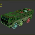 Green Military Tank With Multiple Wheels Round Top Hatches And Side Windows