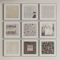 Photo Wall With Nine Grid Abstract Patterns Neutral Tones Geometric Lines And Textures 3d model