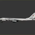 Military Airplane with Four Propeller Engines Red Star Symbols on Wings and White Body