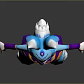 Vibrant 3D Game Animation Rabbit Character With Blue Ears Purple Eyes And Colorful Outfit
