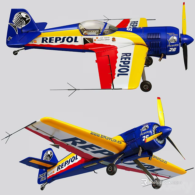 Colorful Electric Toy Airplane Model Featuring REPSOL Design And Stunt Propeller 3d model 