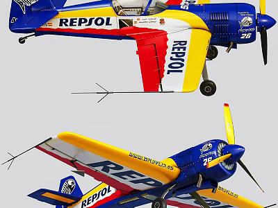 Colorful Electric Toy Airplane Model Featuring REPSOL Design And Stunt Propeller 3d model
