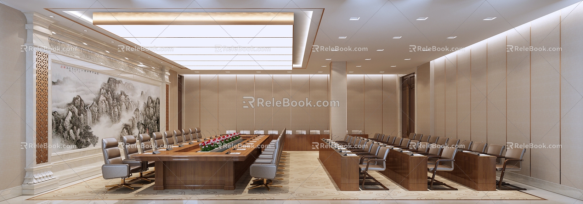 New Chinese-style multi-functional conference room conference table 3d model