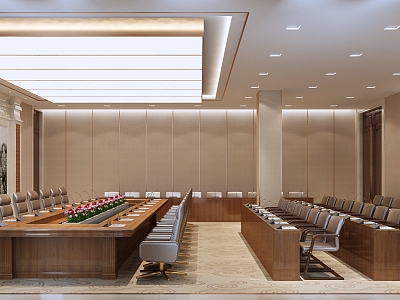 New Chinese-style multi-functional conference room conference table 3d model