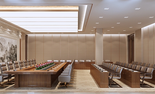 New Chinese-style multi-functional conference room conference table 3d model