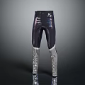 Sleek High Waist Black Silver Tight Pants With Metallic Leg Design Details