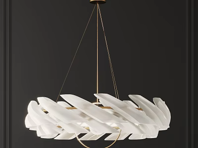 Modern White Spiral Leaf Design Chandelier With Gold Metal Frame And Elegant Structure 3d model