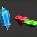 Vibrant Geometric Gemstone Crystals Red Blue Green with Polished Faceted Surfaces