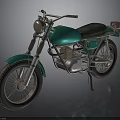 Vintage Teal Motorcycle with Black Seat Headlight Classic Design and Metallic Wheels