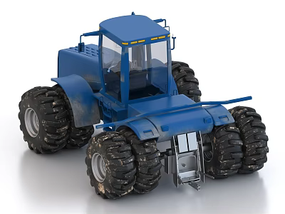 Blue Agricultural Tractor With Cab And Large Tires For Farm Operations 3d model