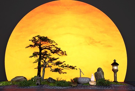 New Chinese Style Sunset Plant Landscape Landscaping Indoor Landscaping Stone Water Bowl 3d model