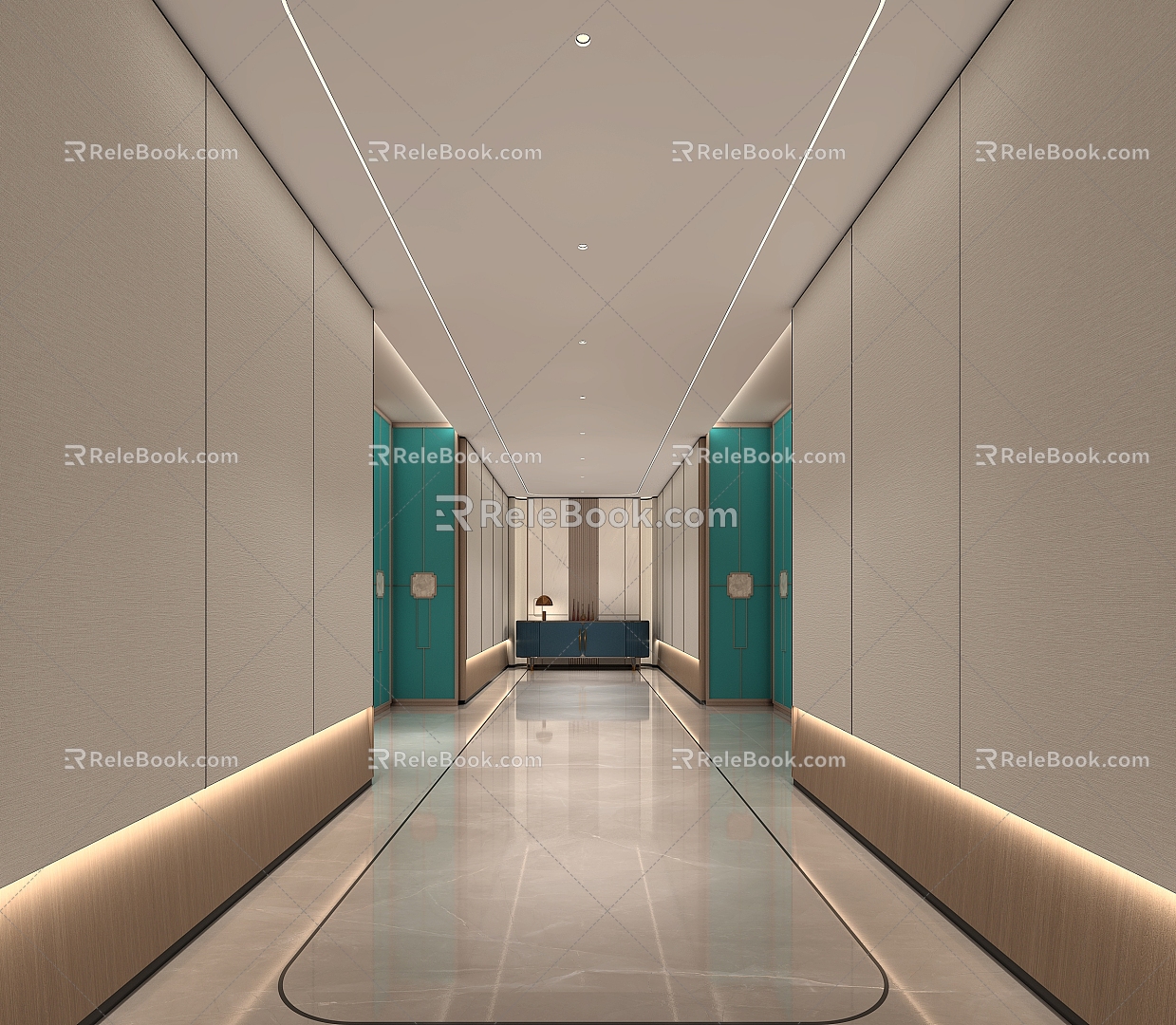 Modern office space aisle 3d model