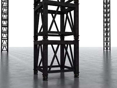 Black Metal Industrial Style Room Divider With Cross Frame And Wheels 3d model