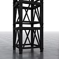Black Metal Industrial Style Room Divider With Cross Frame And Wheels