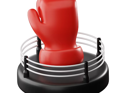 Boxing Sports Equipment Featuring Red Boxing Glove On Miniature Ring Model 3d model