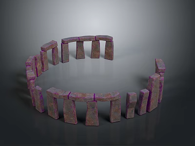 Ancient Stone Circle Structure Featuring Upright Textured Blocks And Prehistoric Formation Design 3d model