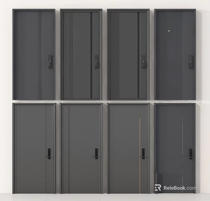 Modern Security Doors With Sleek Metal Construction And Contemporary Lock Systems 3d model