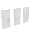 Three Modern White Hinged Doors With Panel Design And Black Handles 3d model